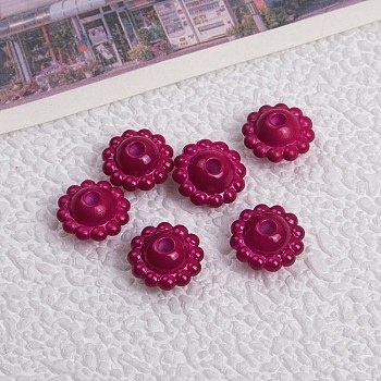 Opaque Acrylic Beads, Flower, Cerise, 9x5mm, Hole: 2mm