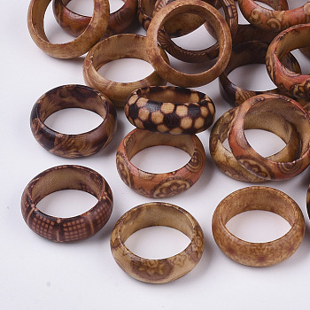 Wood Thumb Rings, Mixed Color, Size 9, 19mm