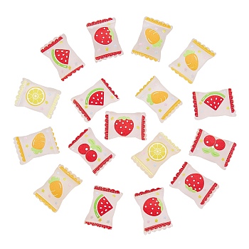 50Pcs 5 Styles Resin Cabochons, Imtation Food Decorations, Candy with Fruit, Mixed Color, 15x21x6mm, 10pcs/style