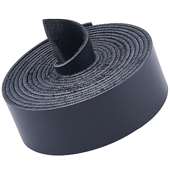 2M Flat AB Grade Cowhide Leather Cord, for Shoes Bag Sewing Patchwork DIY Craft Appliques, Black, 25x1.8~2mm, about 2.19 Yards(2m)/Roll