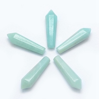 Natural Amazonite Pointed Beads, Healing Stones, Reiki Energy Balancing Meditation Therapy Wand, Bullet, Undrilled/No Hole Beads, 30.5x9x8mm