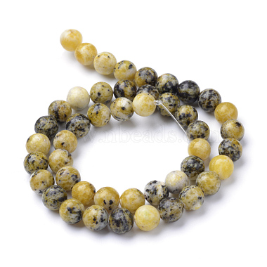 Natural Yellow Turquoise(Jasper) Beads Strands(X-G-R345-6mm-44)-2