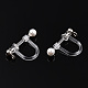Resin Clip-on Earring Converter with Loops & ABS Plastic Imitation Pearl Beaded(STAS-T064-01P)-3
