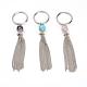 316 Surgical Stainless Steel Keychain with Iron Twisted Chains Tassels and Gemstone Beads(KEYC-JKC00072)-1