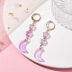 Moon & Star Glass Dangle Leverback Earrings with 304 Stainless Steel Pins(EJEW-JE05605-03)-2