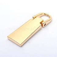Zinc Alloy Zipper Slider, for Garment Accessories, Light Gold, 3.8x1.3x0.4cm, Hole: 0.7x0.7(PALLOY-WH0082-34B-LG)
