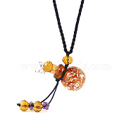 Lampwork Perfume Bottle Pendant Necklace with Glass Beads, Essential Oil Vial Jewelry for Women, Chocolate, 17.7~25.59 inch(45~65cm)(BOTT-PW0002-059B-08)