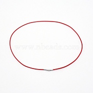 Polyester Waxed Cords Necklace Making, with 304 Stainless Steel Bayonet Clasps, Stainless Steel Color, Red, 51x0.2cm(MAK-WH0009-05C-02)