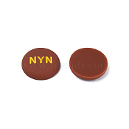Acrylic Enamel Cabochons, Flat Round with Word NYN, Saddle Brown, 21x5mm(KY-N015-204A)
