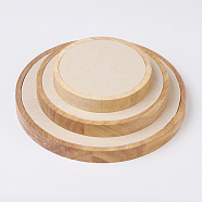Wood Jewelry Displays, with Faux Suede, Flat Round, PeachPuff, S: 11x1.8cm, M: 15x1.8cm, L: 19.7x1.8cm, 3pcs/set(ODIS-E013-06A)