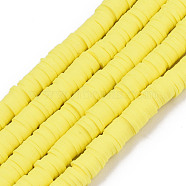 Handmade Polymer Clay Beads Strands, for DIY Jewelry Crafts Supplies, Heishi Beads, Disc/Flat Round, Yellow, 6x0.5~1mm, Hole: 1.8mm, about 290~320pcs/strand, 15.75 inch~16.14 inch(40~41cm)(CLAY-R089-6mm-126)