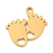 Ion Plating(IP) 304 Stainless Steel Charms, Laser Cut, Footprint Charm, Real 18K Gold Plated, 13x14x1mm, Hole: 1.4mm(STAS-K270-02G)