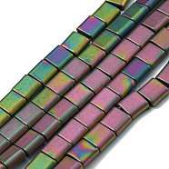 Electroplated Non-magnetic Synthetic Hematite Beads Strands, Square, Matte Style, 2-Hole, Colorful, 6x6x3mm, Hole: 1.2mm, about 69pcs/strand, 15.55 inch(39.5cm)(G-C106-A01-12)