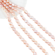 2 Strands Natural Cultured Freshwater Pearl Beads Strands, Two Sides Polished, Nuggets, Rosy Brown, 6.5~9x5.5~6.5mm, Hole: 0.7mm, about 47pcs/strand, 13.82 inch(35.1cm)(PEAR-NB0001-98)