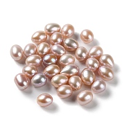 Natural Cultured Freshwater Pearl Beads, Half Drilled, Rice, Grade 5A+, Rosy Brown, 9~12x8~9mm, Hole: 0.9mm(PEAR-E020-25)