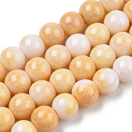 Opaque Crackle Glass Round Beads Strands, Imitation Stones, Round, Orange, 8~9mm, Hole: 1.5mm, about 104~106pcs/strand, 30.31~31.10 inch(77~79cm)(X1-GLAA-T031-01E)