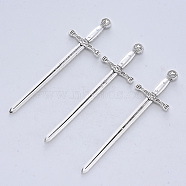 Tibetan Style Alloy Cabochons, Long Swords, Cadmium Free & Lead Free, for Crafting, Jewelry Making, Antique Silver, 85x24x4mm, about 100pcs/500g(TIBE-R316-141AS-RS)