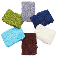 12 Yards 6 Colors Polyester Elastic Lace Trim, Wave and Flower Pattern, Mixed Color, 60mm, 2 yards/color(SRIB-GF0001-20A)
