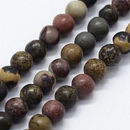 Natural Dendritic Jasper Beads Strands, Chohua Jasper, Round, 4mm, Hole: 0.5mm, about 95pcs/strand,  14.96 inch(38cm)(G-I199-20-4mm)