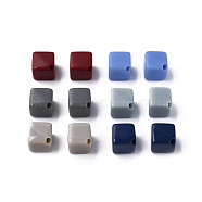 Opaque Acrylic Beads, Cube, Mixed Color, 13x14.5x14.5mm, Hole: 2mm, about 530pcs/500g(MACR-S373-135-A)
