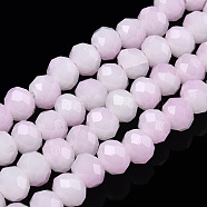 Two-Tone Imitation Jade Glass Beads Strands, Faceted, Rondelle, Plum, 6x5mm, Hole: 1.4mm, about 85~90pcs/strand, 15.35 inch~16.34 inch(39~41.5cm)(GLAA-T033-01B-07)