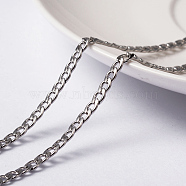 3.28 Feet 304 Stainless Steel Twisted Chain Curb Chains, Unwelded, Stainless Steel Color, 4~5x3x0.8mm(X-CHS-H007-29P)