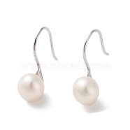 Natural Pearl Dangle Earrings for Women, with Sterling Silver Pins, Platinum, 18x7mm(EJEW-C082-13B-P)