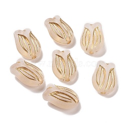 Plating Acrylic Beads, Golden Metal Enlaced, Frosted, Flower, Moccasin, 16x11.5x7mm, Hole: 2mm, about 670pcs/500g(OACR-C013-47)