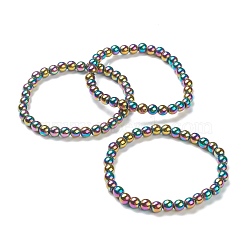 Synthetic Magnetic Hematite Beaded Stretch Bracelets, Round, Beads: 6~6.5mm, Inner Diameter: 2-1/4 inch(5.55cm)(BJEW-A117-B-09)
