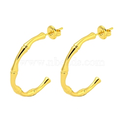 304 Stainless Steel Earrings, Half Round, Real 18K Gold Plated, 30x3mm(EJEW-R161-11G)
