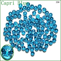K9 Glass, Imitation Austrian Crystal Beads, Grade AAA, Faceted, Rondelle, Dodger Blue, 4x3mm, Hole: 0.7~0.9mm(SWAR-F068-3x4mm-25)
