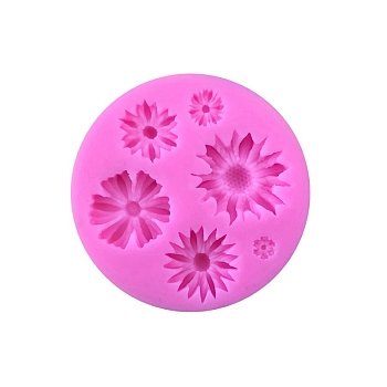 Flower DIY Silicone Fondant Molds, Resin Casting Molds, For UV Resin, Epoxy Resin Jewelry Making, Magenta, 75x9mm