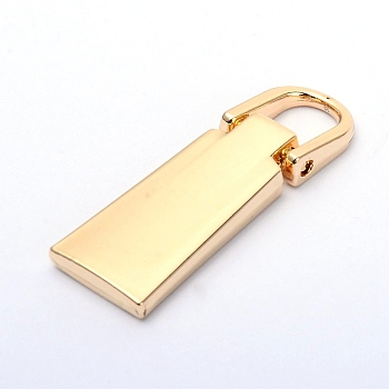 Zinc Alloy Zipper Slider, for Garment Accessories, Light Gold, 3.8x1.3x0.4cm, Hole: 0.7x0.7