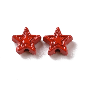 Spray Painted Alloy Beads, Star, Dark Red, 7x7.5x3.2mm, Hole: 1.2mm