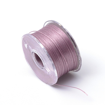 Special Coated Polyester Beading Threads for Seed Beads, Old Rose, 0.1mm, about 50yards/roll