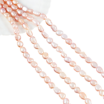 2 Strands Natural Cultured Freshwater Pearl Beads Strands, Two Sides Polished, Nuggets, Rosy Brown, 6.5~9x5.5~6.5mm, Hole: 0.7mm, about 47pcs/strand, 13.82 inch(35.1cm)