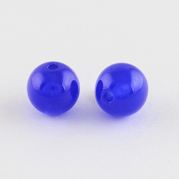 Imitation Jelly Acrylic Beads, Round, Blue, 8mm, Hole: 1.5mm, about 1700pcs/500g