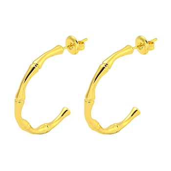 304 Stainless Steel Earrings, Half Round, Real 18K Gold Plated, 30x3mm