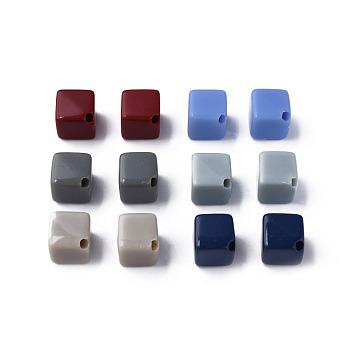 Opaque Acrylic Beads, Cube, Mixed Color, 13x14.5x14.5mm, Hole: 2mm, about 530pcs/500g