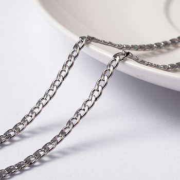 3.28 Feet 304 Stainless Steel Twisted Chain Curb Chains, Unwelded, Stainless Steel Color, 4~5x3x0.8mm