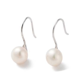 Natural Pearl Dangle Earrings for Women, with Sterling Silver Pins, Platinum, 18x7mm