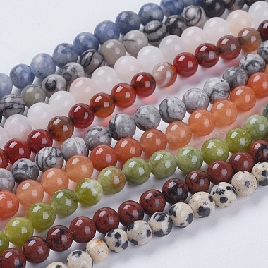 6mm Mixed Color Round Mixed Stone Beads