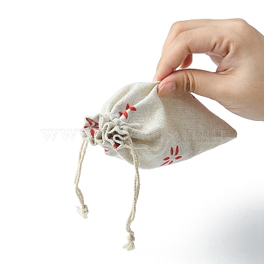 10piezas 5 estilos bolsas de embalaje de polialgodón (algodón poliéster) impresas bolsas con cordón(ABAG-YW0001-05)-5