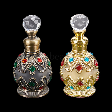2Pcs 2 Colors Arabian Style Vintage Glass Openable Perfume Essential Oil Bottle(DIY-NB0008-51)-6