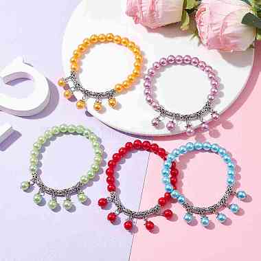 ABS Plastic Imitation Pearl Beaded Stretch Bracelets(BJEW-JB10154)-2