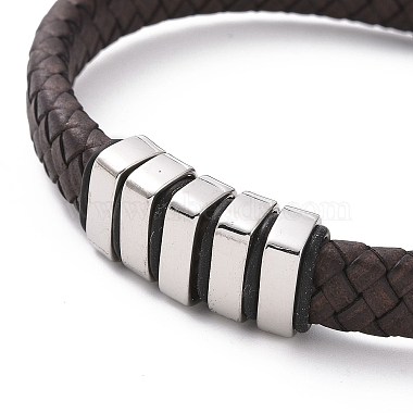 304 Stainless Steel Rectangle Beaded Bracelet with Magnetic Clasps(BJEW-P275-05P)-2