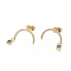 Brass Micro Pave Cubic Zirconia Stud Crawler Earrings(X-EJEW-R010-04A)-2