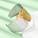 Two Tone 304 Stainless Steel Cuff Bangles, Statement Bangles for Women, Ion Plating(IP), Long-Lasting Plated, Real 18K Gold Plated, Golden & Stainless Steel Color, Eagle, Inner Diameter: 2.03 inch(5.15cm)(SA-CBA90C5-02B-PG)