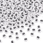 500Pcs Acrylic Beads, with Horizontal Hole, Letter, Flat Round, Letter B, 7x4mm, Hole: 1mm(SACR-TA0001-55B)