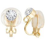 36Pcs 2 Style Brass with Crystal Rhinestone Clip-on Earring Findings, with Loops and Silicone Earring Pads, Real 18K Gold Plated, 8.5~15x6~9x3~9mm, Hole: 1.5~3mm, 18Pcs/style(KK-BBC0010-59)